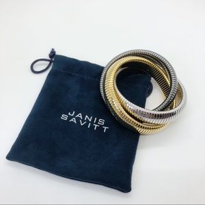 Janis Savitt Triple Cobra bracelet yellow gold, rhodium, and gunmetal brass